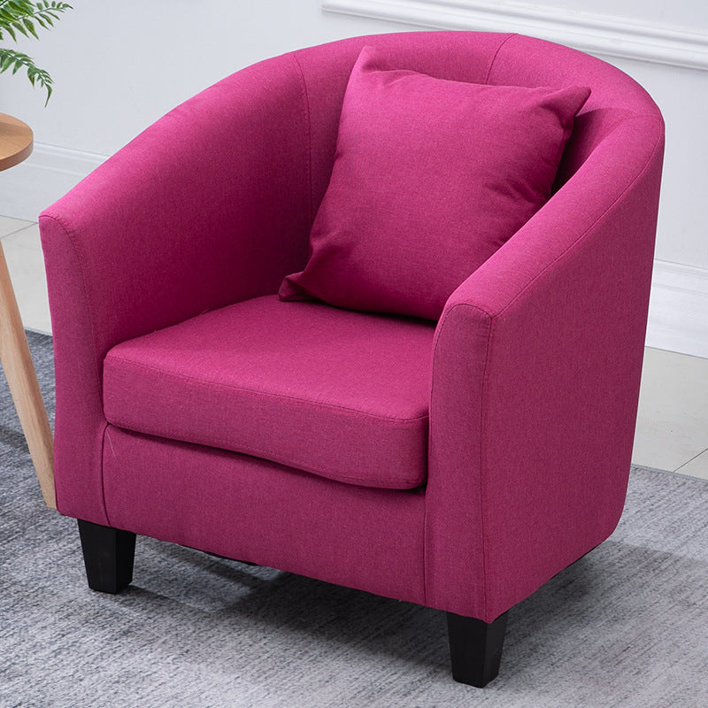 Contemporary Basic Four Legs Armchair Arms Included Barrel Accent Chair Rose Red Linen Blend 1 Piece Clearhalo 'Accent Chairs' 'accent_chairs' 'Chairs & Seating' 'furn' 'furn_accent_chairs' 'Furniture' 'Living Room Furniture' 6462226