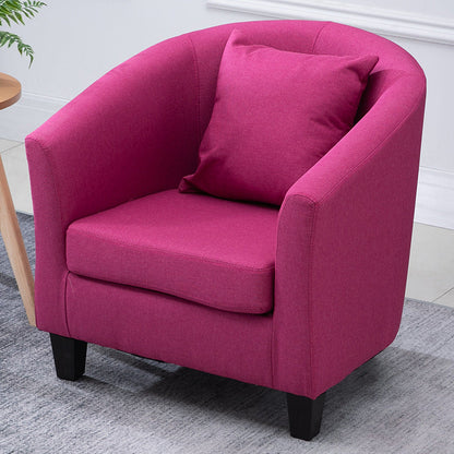 Contemporary Basic Four Legs Armchair Arms Included Barrel Accent Chair Rose Red Linen Blend 1 Piece Clearhalo 'Accent Chairs' 'accent_chairs' 'Chairs & Seating' 'furn' 'furn_accent_chairs' 'Furniture' 'Living Room Furniture' 6462226