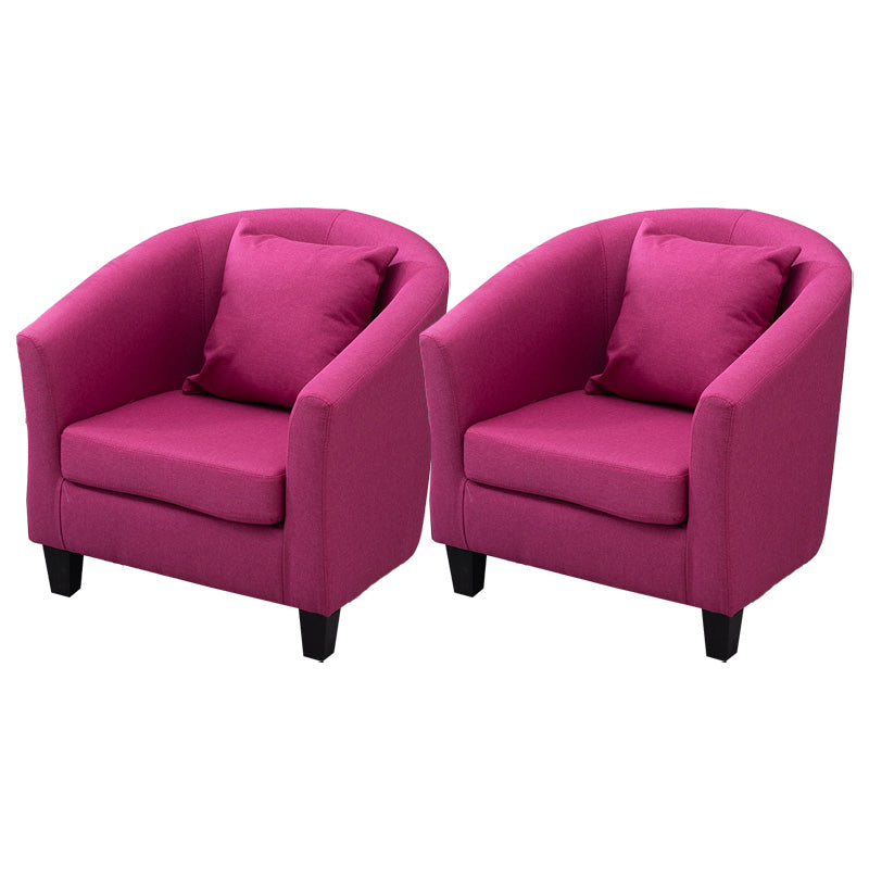 Contemporary Basic Four Legs Armchair Arms Included Barrel Accent Chair Rose Red Linen Blend 2 Piece Set Clearhalo 'Accent Chairs' 'accent_chairs' 'Chairs & Seating' 'furn' 'furn_accent_chairs' 'Furniture' 'Living Room Furniture' 6462227