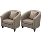 Contemporary Basic Four Legs Armchair Arms Included Barrel Accent Chair Khaki Linen Blend 2 Piece Set Clearhalo 'Accent Chairs' 'accent_chairs' 'Chairs & Seating' 'furn' 'furn_accent_chairs' 'Furniture' 'Living Room Furniture' 6462229
