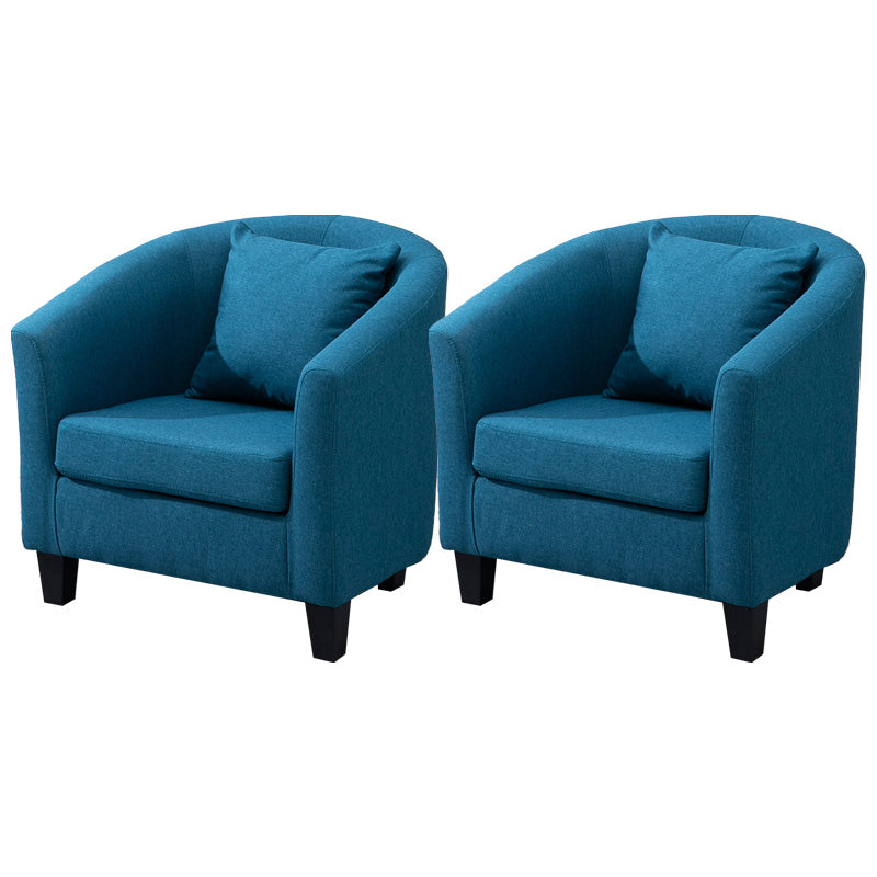 Contemporary Basic Four Legs Armchair Arms Included Barrel Accent Chair Lake Blue Linen Blend 2 Piece Set Clearhalo 'Accent Chairs' 'accent_chairs' 'Chairs & Seating' 'furn' 'furn_accent_chairs' 'Furniture' 'Living Room Furniture' 6462231