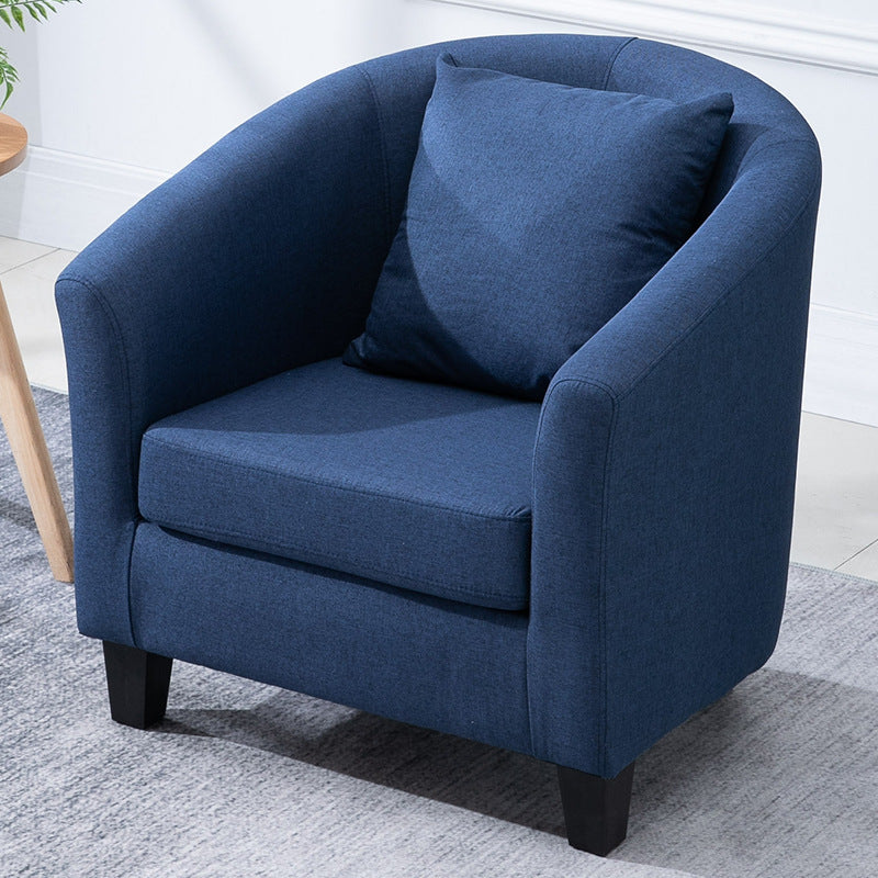 Contemporary Basic Four Legs Armchair Arms Included Barrel Accent Chair Dark Blue Linen Blend 1 Piece Clearhalo 'Accent Chairs' 'accent_chairs' 'Chairs & Seating' 'furn' 'furn_accent_chairs' 'Furniture' 'Living Room Furniture' 6462232