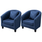 Contemporary Basic Four Legs Armchair Arms Included Barrel Accent Chair Dark Blue Linen Blend 2 Piece Set Clearhalo 'Accent Chairs' 'accent_chairs' 'Chairs & Seating' 'furn' 'furn_accent_chairs' 'Furniture' 'Living Room Furniture' 6462233