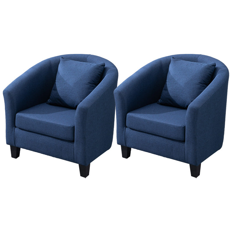 Contemporary Basic Four Legs Armchair Arms Included Barrel Accent Chair Dark Blue Linen Blend 2 Piece Set Clearhalo 'Accent Chairs' 'accent_chairs' 'Chairs & Seating' 'furn' 'furn_accent_chairs' 'Furniture' 'Living Room Furniture' 6462233