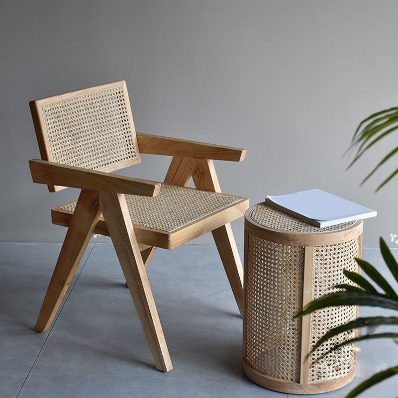 Wood Arms Included Chair Woven Back Lounge Chair for Living Room Clearhalo 'Accent Chairs' 'accent_chairs' 'Chairs & Seating' 'furn' 'furn_accent_chairs' 'Furniture' 'Living Room Furniture' 6462235