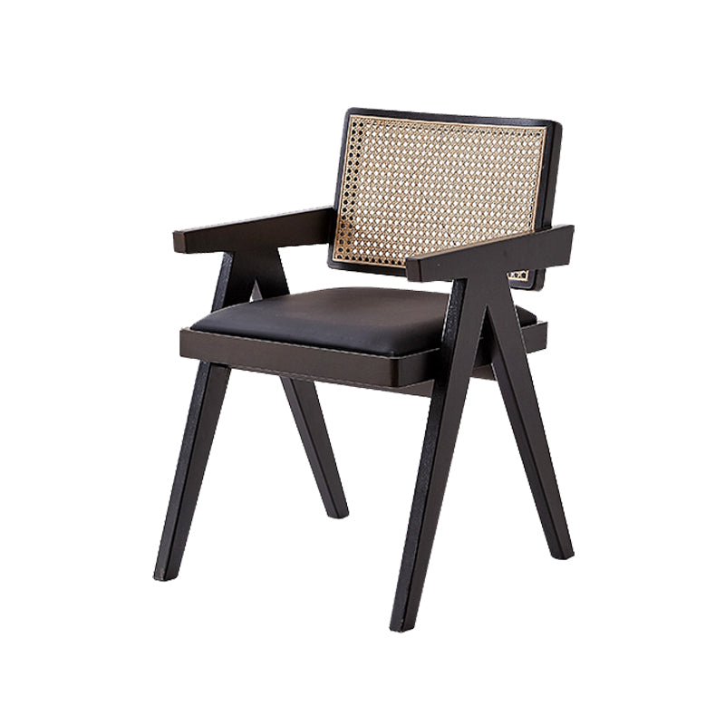 Wood Arms Included Chair Woven Back Lounge Chair for Living Room Black Cotton 1 Piece Clearhalo 'Accent Chairs' 'accent_chairs' 'Chairs & Seating' 'furn' 'furn_accent_chairs' 'Furniture' 'Living Room Furniture' 6462236