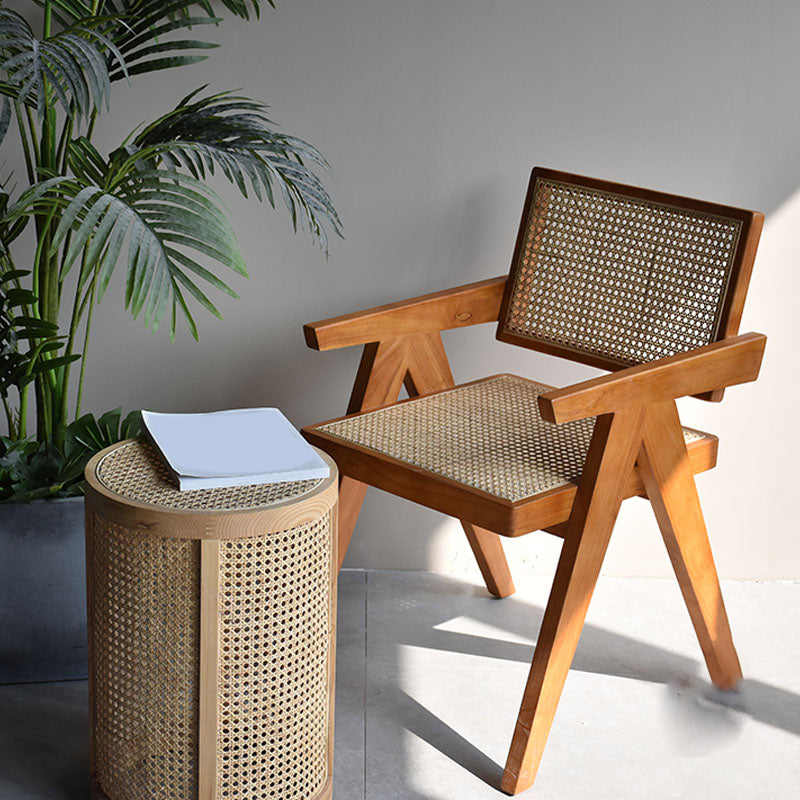 Wood Arms Included Chair Woven Back Lounge Chair for Living Room Clearhalo 'Accent Chairs' 'accent_chairs' 'Chairs & Seating' 'furn' 'furn_accent_chairs' 'Furniture' 'Living Room Furniture' 6462238