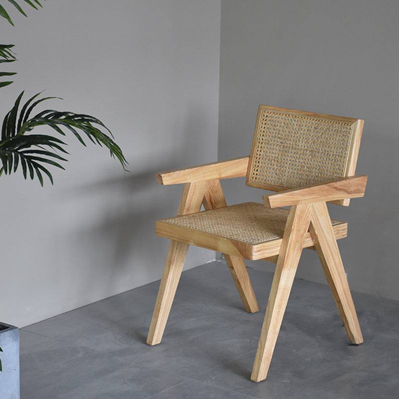 Wood Arms Included Chair Woven Back Lounge Chair for Living Room Natural Wicker Rattan 1 Piece Clearhalo 'Accent Chairs' 'accent_chairs' 'Chairs & Seating' 'furn' 'furn_accent_chairs' 'Furniture' 'Living Room Furniture' 6462241