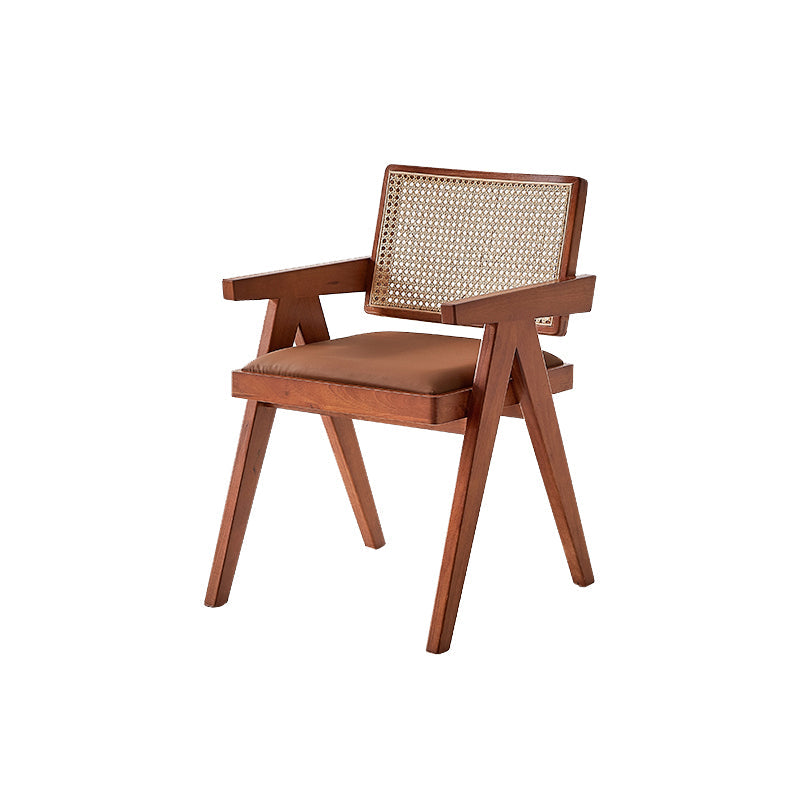 Wood Arms Included Chair Woven Back Lounge Chair for Living Room Walnut Cotton 1 Piece Clearhalo 'Accent Chairs' 'accent_chairs' 'Chairs & Seating' 'furn' 'furn_accent_chairs' 'Furniture' 'Living Room Furniture' 6462243