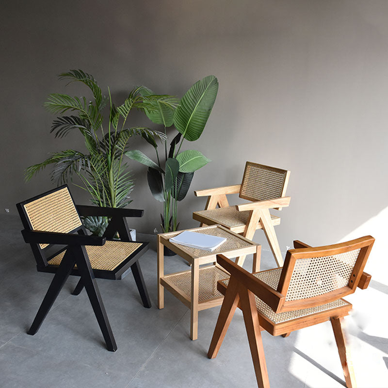 Wood Arms Included Chair Woven Back Lounge Chair for Living Room Clearhalo 'Accent Chairs' 'accent_chairs' 'Chairs & Seating' 'furn' 'furn_accent_chairs' 'Furniture' 'Living Room Furniture' 6462250