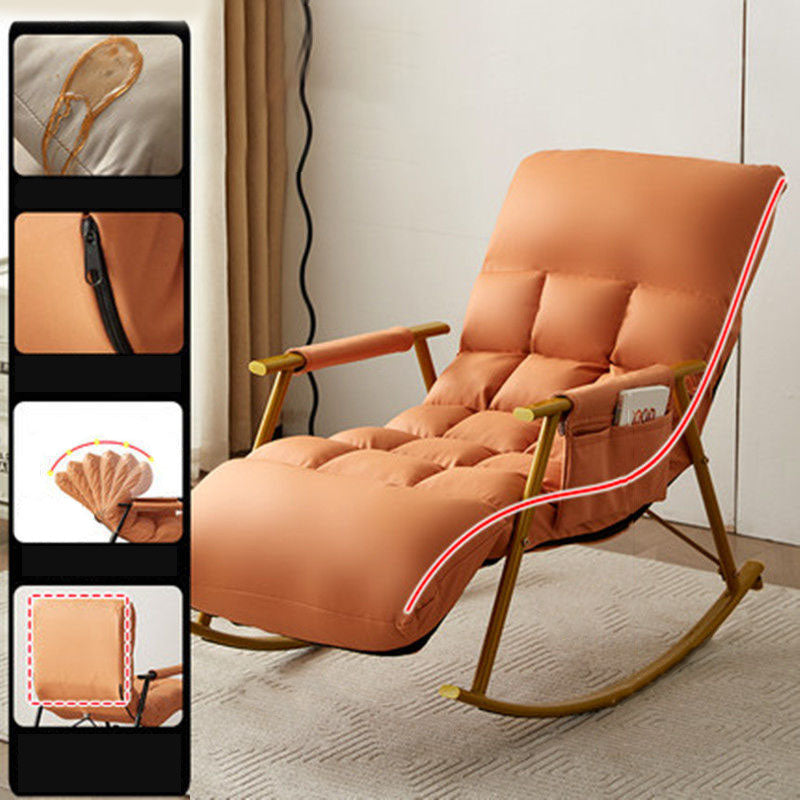 Waterproof Modern Style Single Rocker Chair Simple Chair for Living Room Gold Orange Clearhalo 'Chairs & Seating' 'furn' 'furn_rocking_chairs' 'Furniture' 'Living Room Furniture' 'Rocking Chairs' 'rocking_chairs' 6462511