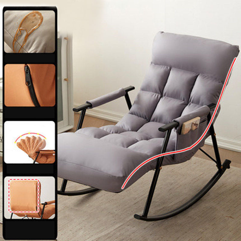 Waterproof Modern Style Single Rocker Chair Simple Chair for Living Room Black Light Gray Clearhalo 'Chairs & Seating' 'furn' 'furn_rocking_chairs' 'Furniture' 'Living Room Furniture' 'Rocking Chairs' 'rocking_chairs' 6462513