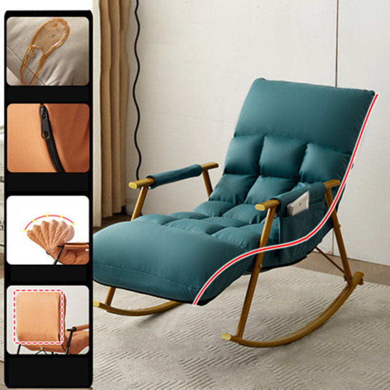 Waterproof Modern Style Single Rocker Chair Simple Chair for Living Room Gold Green Clearhalo 'Chairs & Seating' 'furn' 'furn_rocking_chairs' 'Furniture' 'Living Room Furniture' 'Rocking Chairs' 'rocking_chairs' 6462514