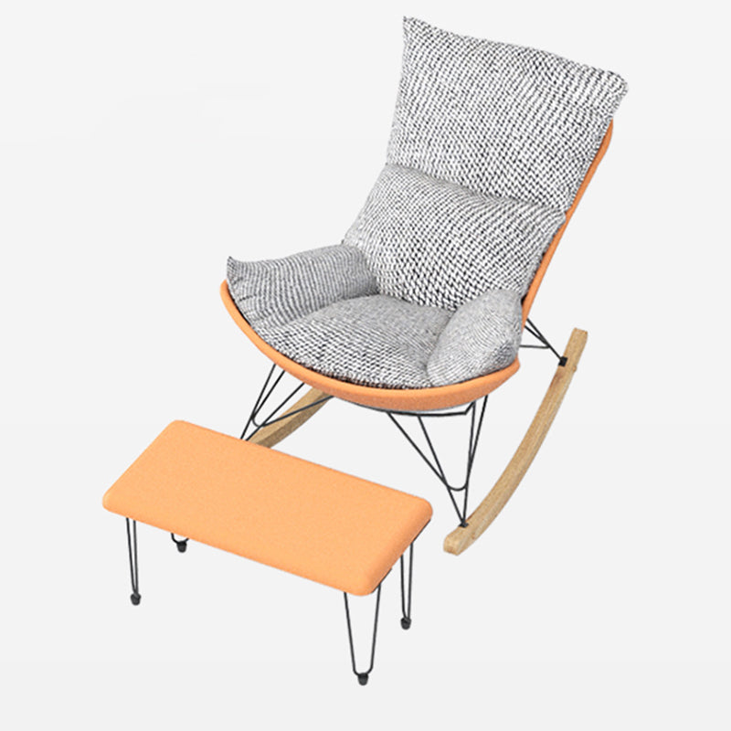 Luxury Living Room Leisure Rocking Chair Sofa Lounge Chaise Chair Rocking Chair with Ottomans Orange Houndstooth Clearhalo 'Chairs & Seating' 'furn' 'furn_rocking_chairs' 'Furniture' 'Living Room Furniture' 'Rocking Chairs' 'rocking_chairs' 6462583