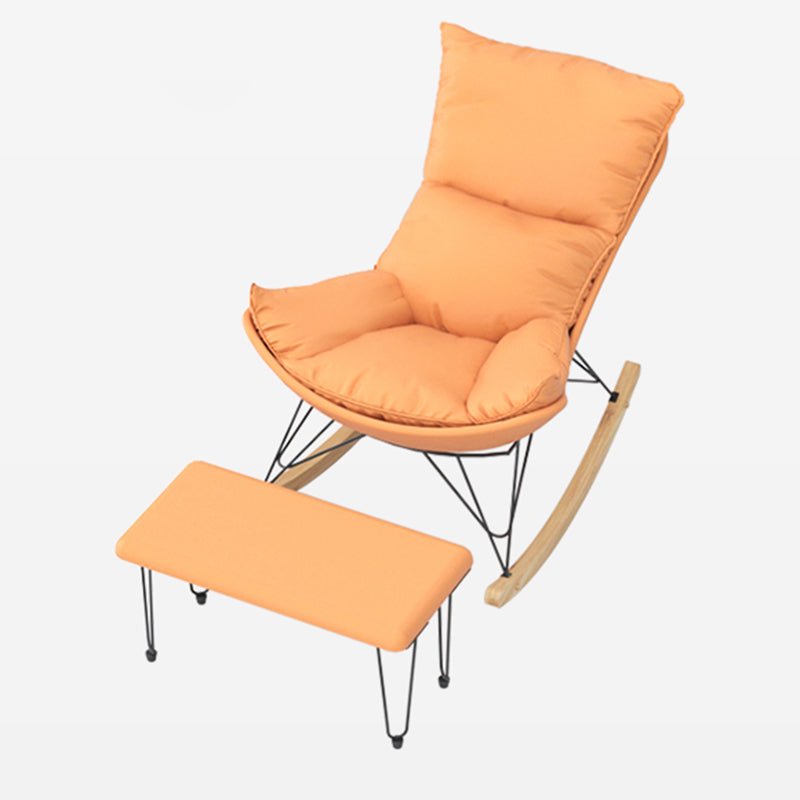 Luxury Living Room Leisure Rocking Chair Sofa Lounge Chaise Chair Rocking Chair with Ottomans Orange Clearhalo 'Chairs & Seating' 'furn' 'furn_rocking_chairs' 'Furniture' 'Living Room Furniture' 'Rocking Chairs' 'rocking_chairs' 6462592