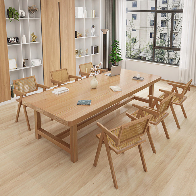 Rectangle Trestle Base Dining Table Modern Wood Table for Kitchen Clearhalo 'Dining Tables & Seating' 'Dining Tables' 'dining_table' 'furn' 'furn_dining_table' 'Furniture' 'Kitchen & Dining Furniture' 6463433