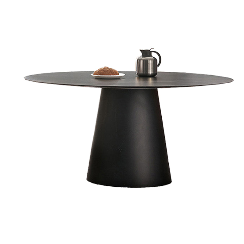 Contemporary Dining Round Table Sintered Stone Table with Metal Legs for Home Use Fixed Table Without Chairs Clearhalo 'Dining Tables & Seating' 'Dining Tables' 'dining_table' 'furn' 'furn_dining_table' 'Furniture' 'Kitchen & Dining Furniture' 6463457
