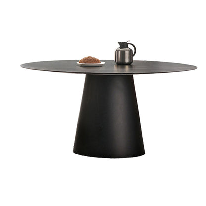 Contemporary Dining Round Table Sintered Stone Table with Metal Legs for Home Use Fixed Table Without Chairs Clearhalo 'Dining Tables & Seating' 'Dining Tables' 'dining_table' 'furn' 'furn_dining_table' 'Furniture' 'Kitchen & Dining Furniture' 6463457