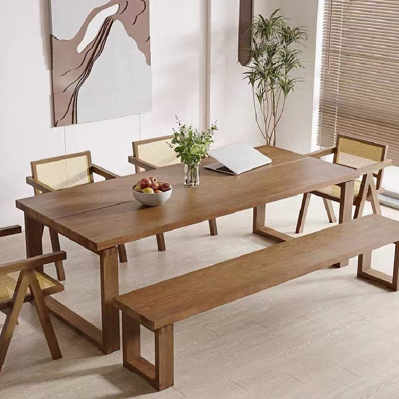 Rectangle Double Base Dining Table Modern Pine Wood Table for Dining Room