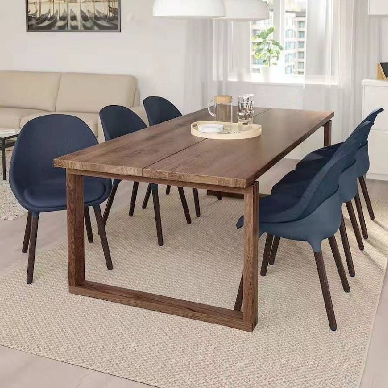 Rectangle Double Base Dining Table Modern Pine Wood Table for Dining Room