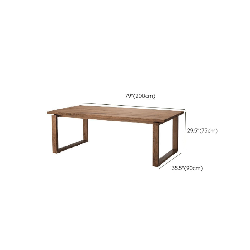Rectangle Double Base Dining Table Modern Pine Wood Table for Dining Room