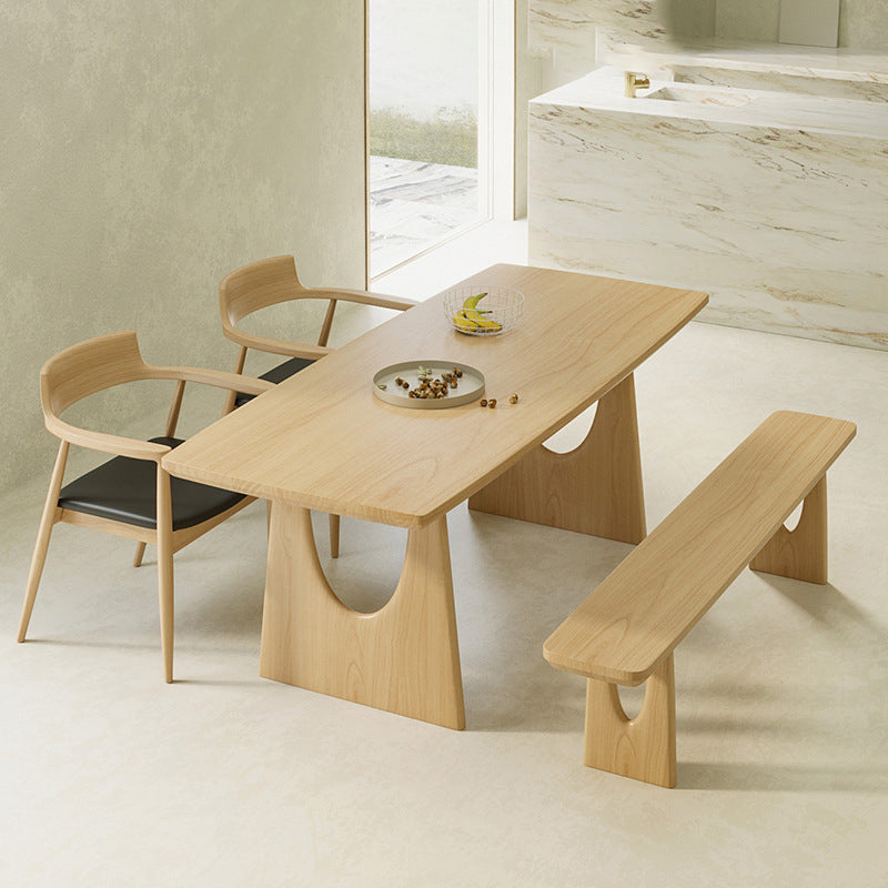 Table à manger rectangulaire à Double piédestal, Table moderne en bois de pin pour le salon