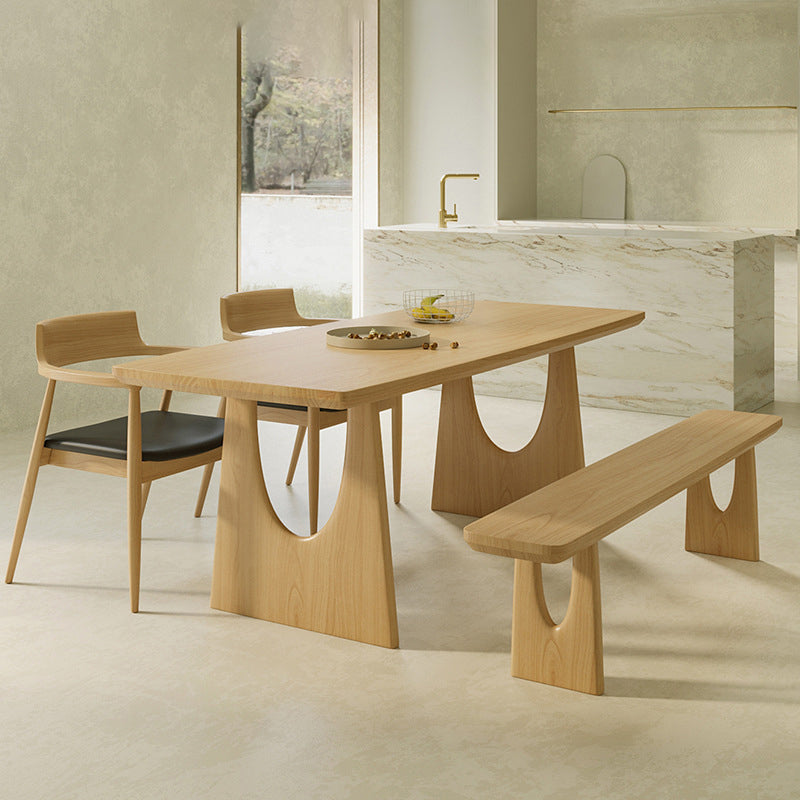 Table à manger rectangulaire à Double piédestal, Table moderne en bois de pin pour le salon