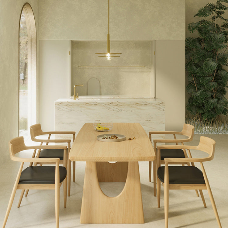 Table à manger rectangulaire à Double piédestal, Table moderne en bois de pin pour le salon