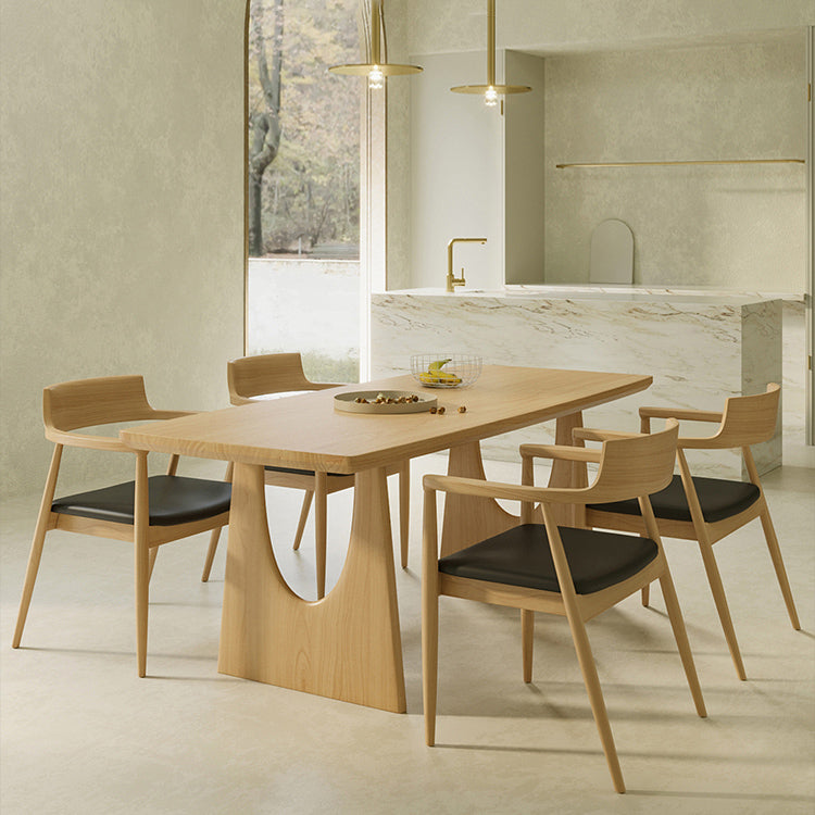 Table à manger rectangulaire à Double piédestal, Table moderne en bois de pin pour le salon