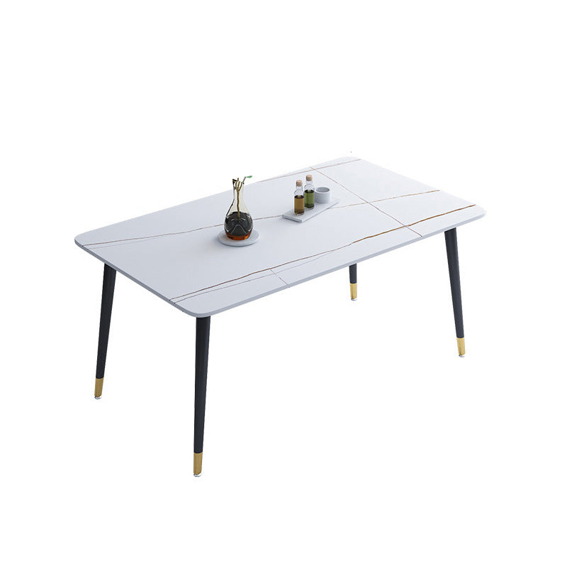 Rectangle 4 Legs Base Dining Table Modern Stone Table for Dining Room White Without Chairs Clearhalo 'Dining Tables & Seating' 'Dining Tables' 'dining_table' 'furn' 'furn_dining_table' 'Furniture' 'Kitchen & Dining Furniture' 6463530