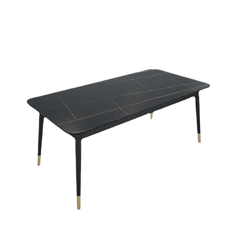 Rectangle 4 Legs Base Dining Table Modern Stone Table for Dining Room Black Without Chairs Clearhalo 'Dining Tables & Seating' 'Dining Tables' 'dining_table' 'furn' 'furn_dining_table' 'Furniture' 'Kitchen & Dining Furniture' 6463531