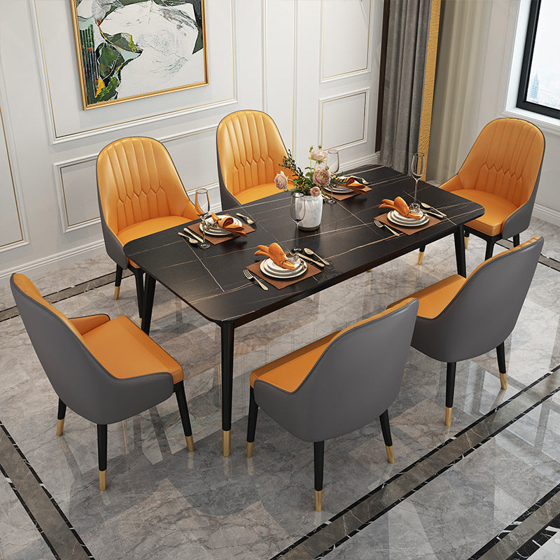 Rectangle 4 Legs Base Dining Table Modern Stone Table for Dining Room Black 70.9"L x 35.4"W x 29.5"H Without Chairs Clearhalo 'Dining Tables & Seating' 'Dining Tables' 'dining_table' 'furn' 'furn_dining_table' 'Furniture' 'Kitchen & Dining Furniture' 6463532