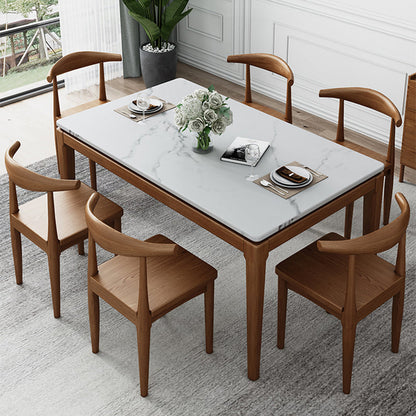 Mid-Century Rectangle Dining Table Stone Top Dining Table for Dining Room Without Chairs Clearhalo 'Dining Tables & Seating' 'Dining Tables' 'dining_table' 'furn' 'furn_dining_table' 'Furniture' 'Kitchen & Dining Furniture' 6463564