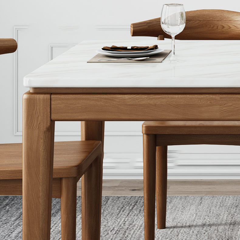 Mid-Century Rectangle Dining Table Stone Top Dining Table for Dining Room Clearhalo 'Dining Tables & Seating' 'Dining Tables' 'dining_table' 'furn' 'furn_dining_table' 'Furniture' 'Kitchen & Dining Furniture' 6463570
