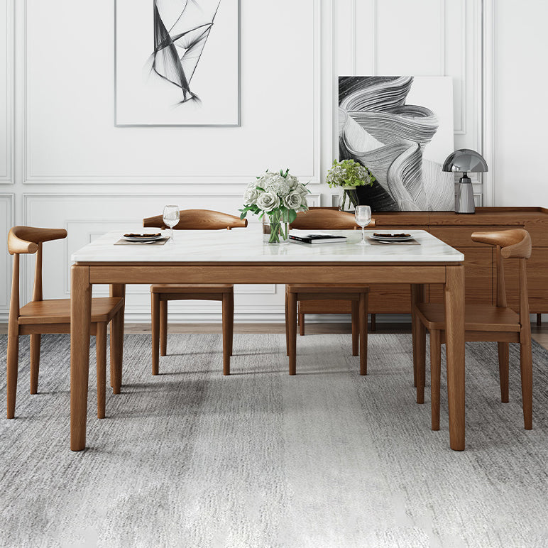 Mid-Century Rectangle Dining Table Stone Top Dining Table for Dining Room Clearhalo 'Dining Tables & Seating' 'Dining Tables' 'dining_table' 'furn' 'furn_dining_table' 'Furniture' 'Kitchen & Dining Furniture' 6463572
