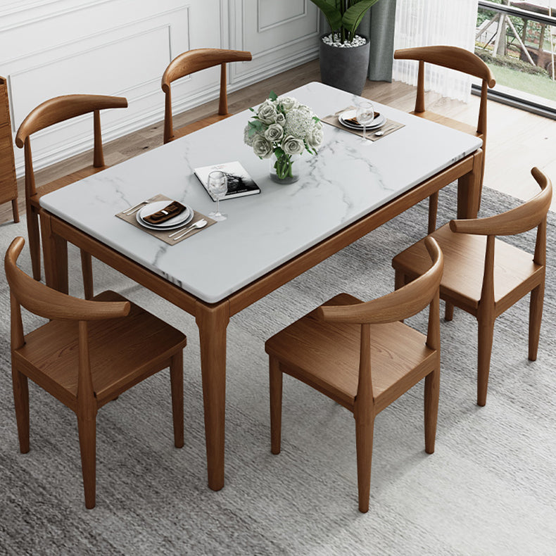 Mid-Century Rectangle Dining Table Stone Top Dining Table for Dining Room Clearhalo 'Dining Tables & Seating' 'Dining Tables' 'dining_table' 'furn' 'furn_dining_table' 'Furniture' 'Kitchen & Dining Furniture' 6463573