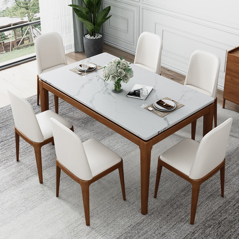 Mid-Century Rectangle Dining Table Stone Top Dining Table for Dining Room Clearhalo 'Dining Tables & Seating' 'Dining Tables' 'dining_table' 'furn' 'furn_dining_table' 'Furniture' 'Kitchen & Dining Furniture' 6463574