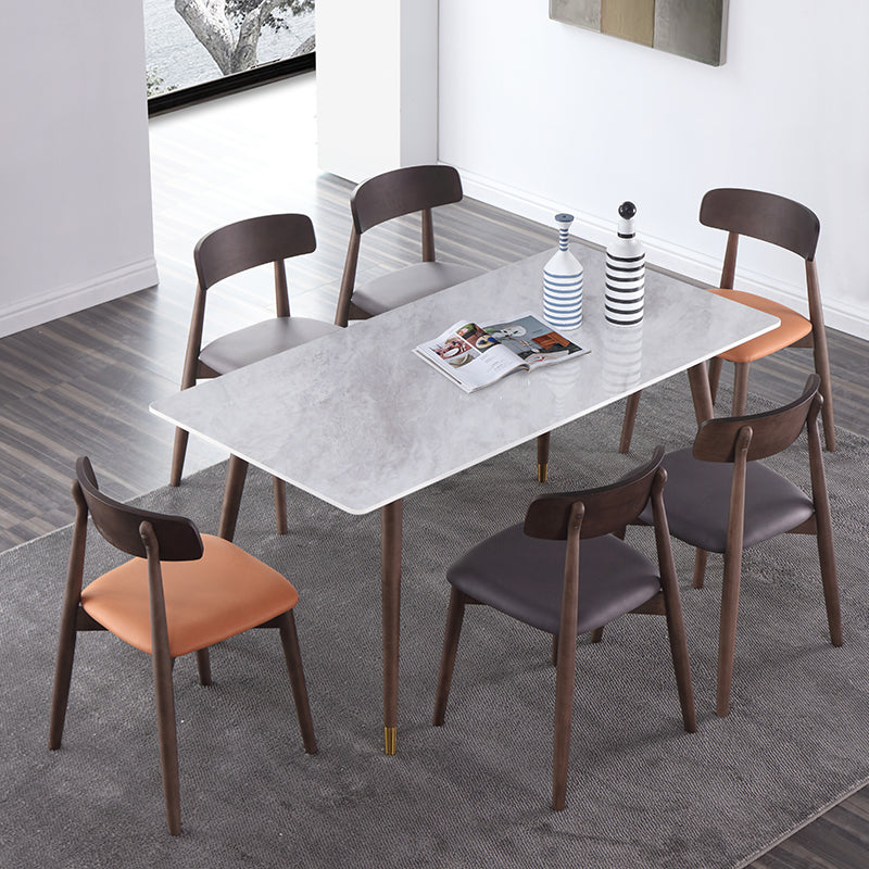 Rectangle Grey Dining Table Rubberwood Solid Wood Legs Dining Table Without Chairs Clearhalo 'Dining Tables & Seating' 'Dining Tables' 'dining_table' 'furn' 'furn_dining_table' 'Furniture' 'Kitchen & Dining Furniture' 6463594