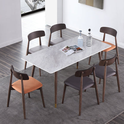 Rectangle Grey Dining Table Rubberwood Solid Wood Legs Dining Table Without Chairs Clearhalo 'Dining Tables & Seating' 'Dining Tables' 'dining_table' 'furn' 'furn_dining_table' 'Furniture' 'Kitchen & Dining Furniture' 6463594