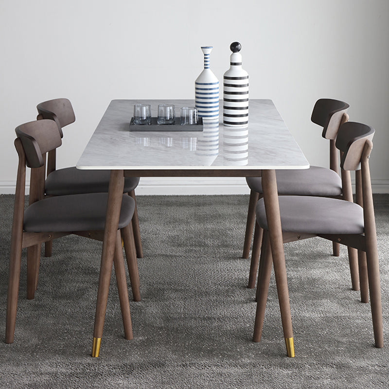 Rectangle Grey Dining Table Rubberwood Solid Wood Legs Dining Table 55.1"L x 31.5"W x 29.5"H Without Chairs Clearhalo 'Dining Tables & Seating' 'Dining Tables' 'dining_table' 'furn' 'furn_dining_table' 'Furniture' 'Kitchen & Dining Furniture' 6463595