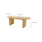 Mesa de comedor ovalada moderna de madera maciza con pedestal doble en color natural