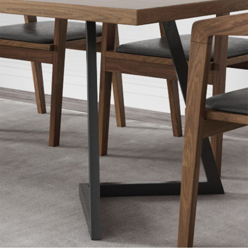 Industrial Double Pedestal Table Metal Frame Rectangle Dining Table Clearhalo 'Dining Tables & Seating' 'Dining Tables' 'dining_table' 'furn' 'furn_dining_table' 'Furniture' 'Kitchen & Dining Furniture' 6463628