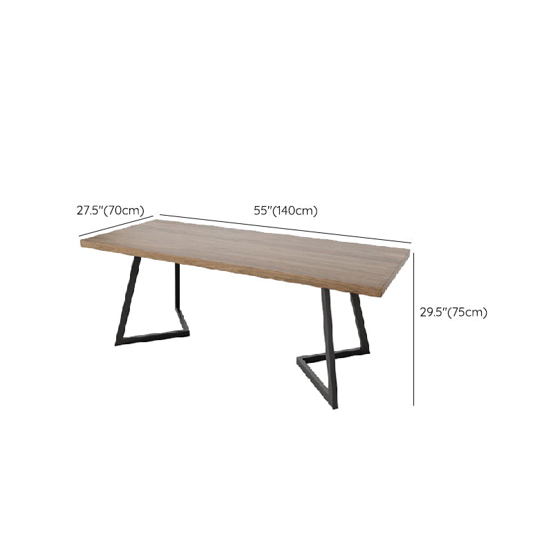 Industrial Double Pedestal Table Metal Frame Rectangle Dining Table Clearhalo 'Dining Tables & Seating' 'Dining Tables' 'dining_table' 'furn' 'furn_dining_table' 'Furniture' 'Kitchen & Dining Furniture' 6463634