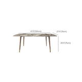 Rectangle Stone Top Dining Table Mid-Century Solid Wood Legs for Home Kitchen Dinner