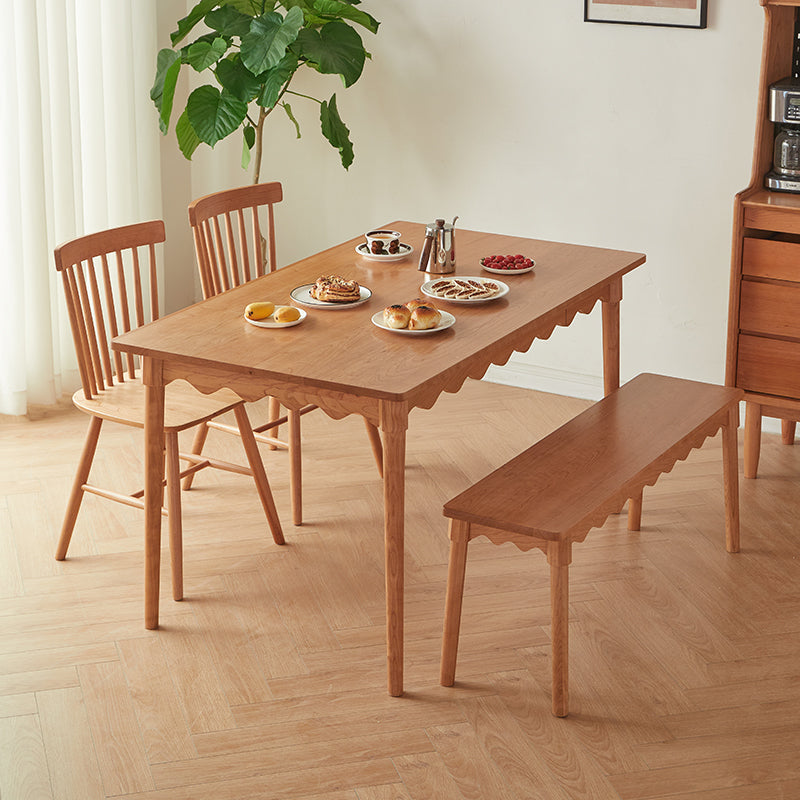 Mesa de comedor rectangular de madera maciza Mesa de comedor Mid-Century de 4 patas