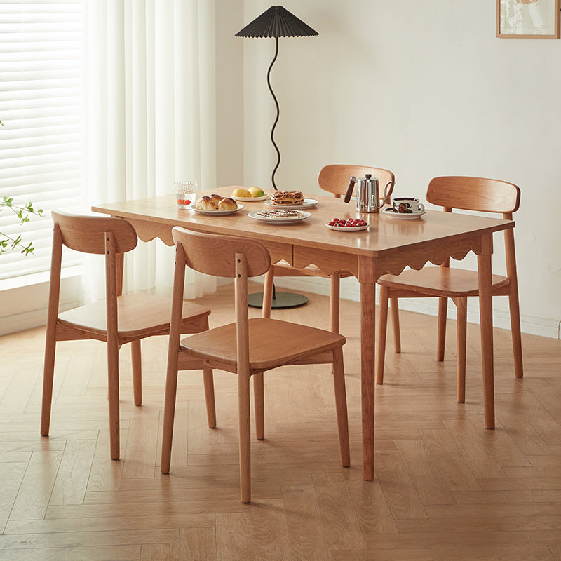 Mesa de comedor rectangular de madera maciza Mesa de comedor Mid-Century de 4 patas