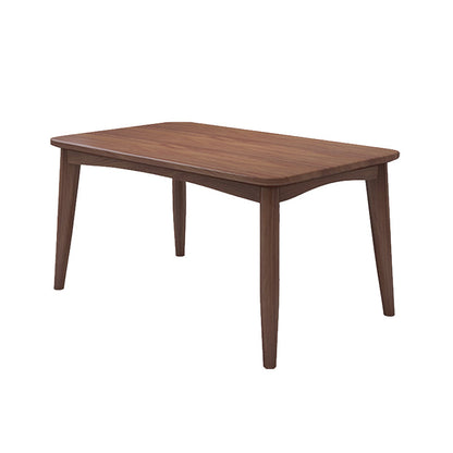 Rubberwood Solid Wood Dining Table Mid-Century Rectangle Table in Natural and Walnut