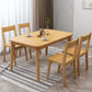 Rubberwood Solid Wood Dining Table Mid-Century Rectangle Table in Natural and Walnut