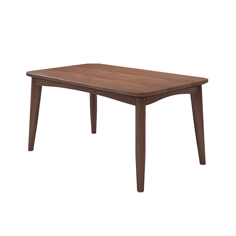 Rubberwood Solid Wood Dining Table Mid-Century Rectangle Table in Natural and Walnut