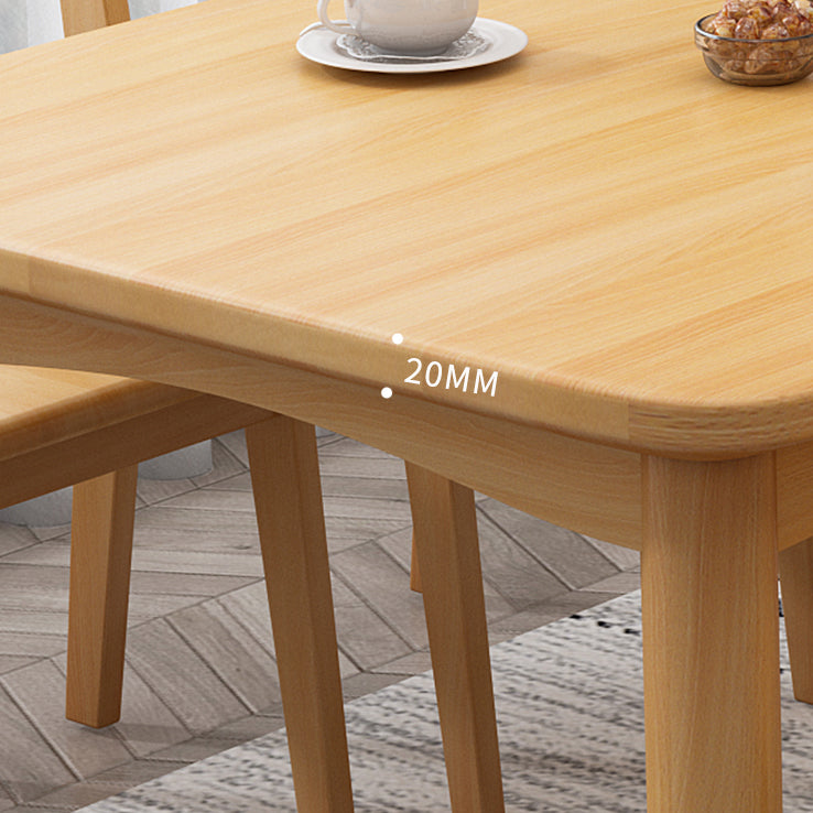 Rubberwood Solid Wood Dining Table Mid-Century Rectangle Table in Natural and Walnut